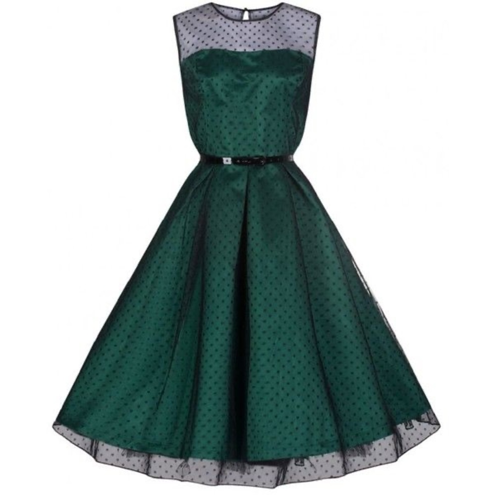Lindy Bop 50s Emerald Green Polka Dot Prom dress in size XL